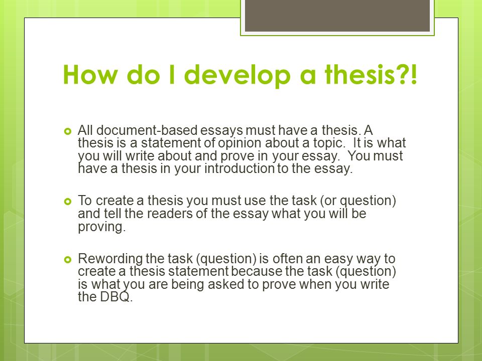 How do I develop a thesis !