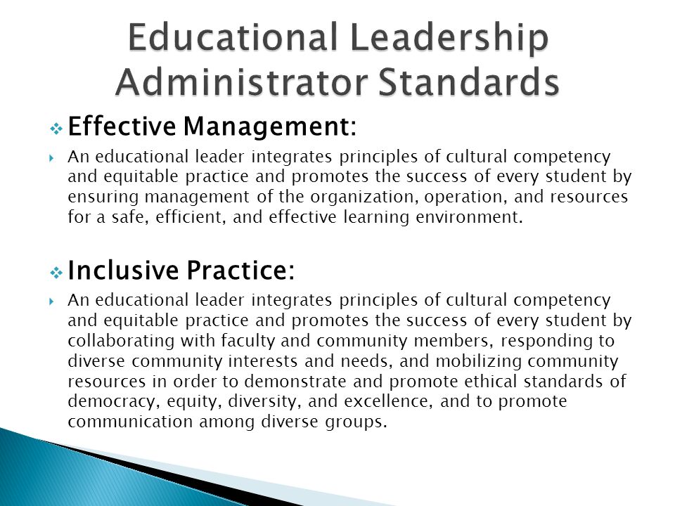 Educational Leadership Administrator Standards