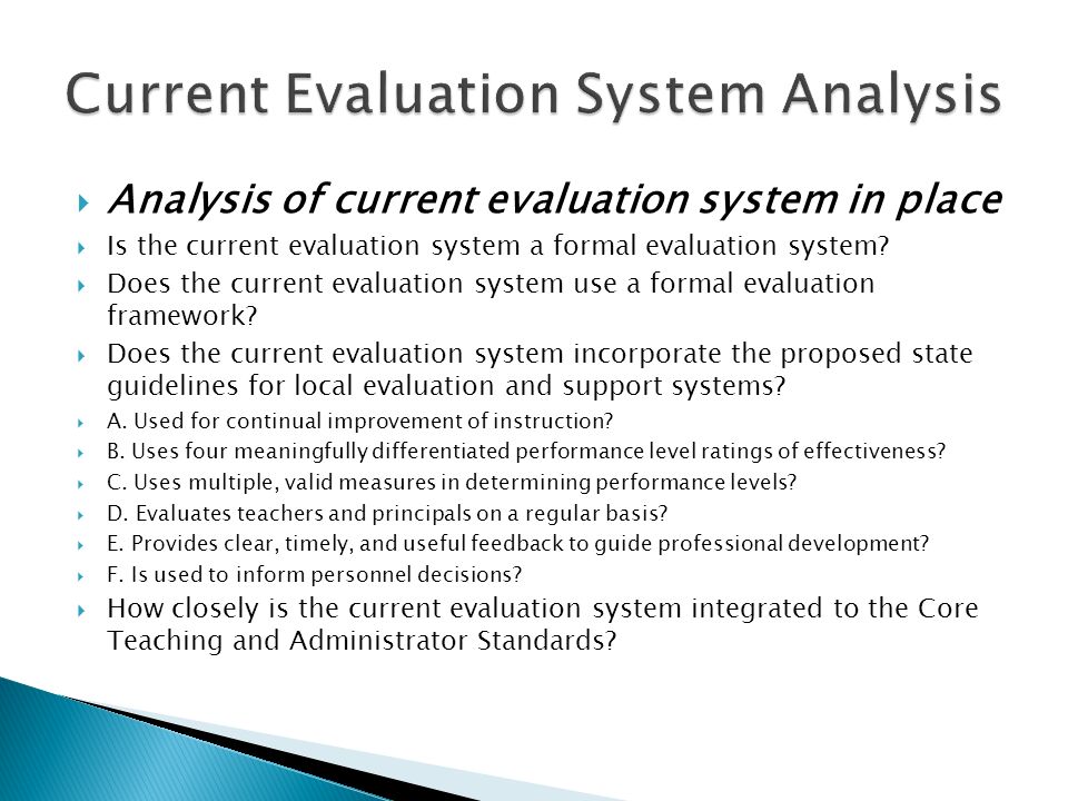 Current Evaluation System Analysis