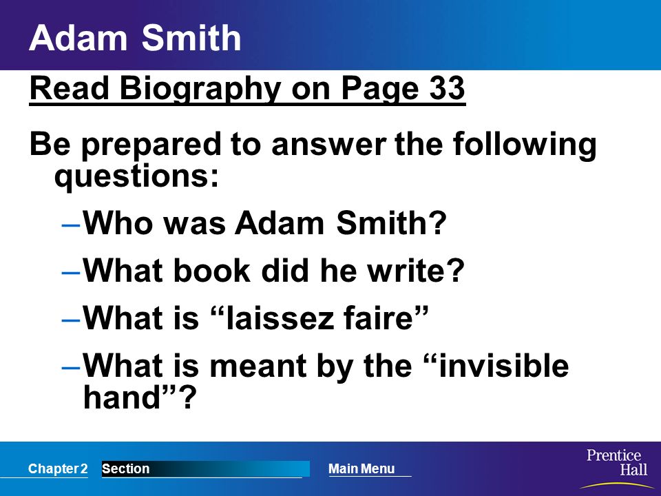 Adam Smith Read Biography on Page 33