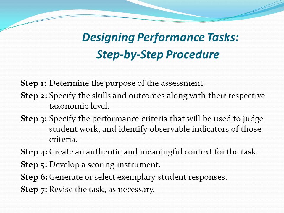 Designing Performance Tasks: Step-by-Step Procedure