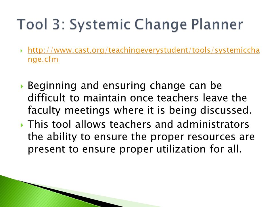 Tool 3: Systemic Change Planner