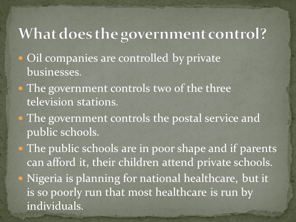 What does the government control