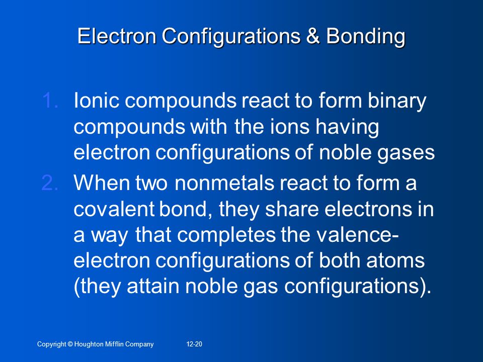 Electron Configurations & Bonding
