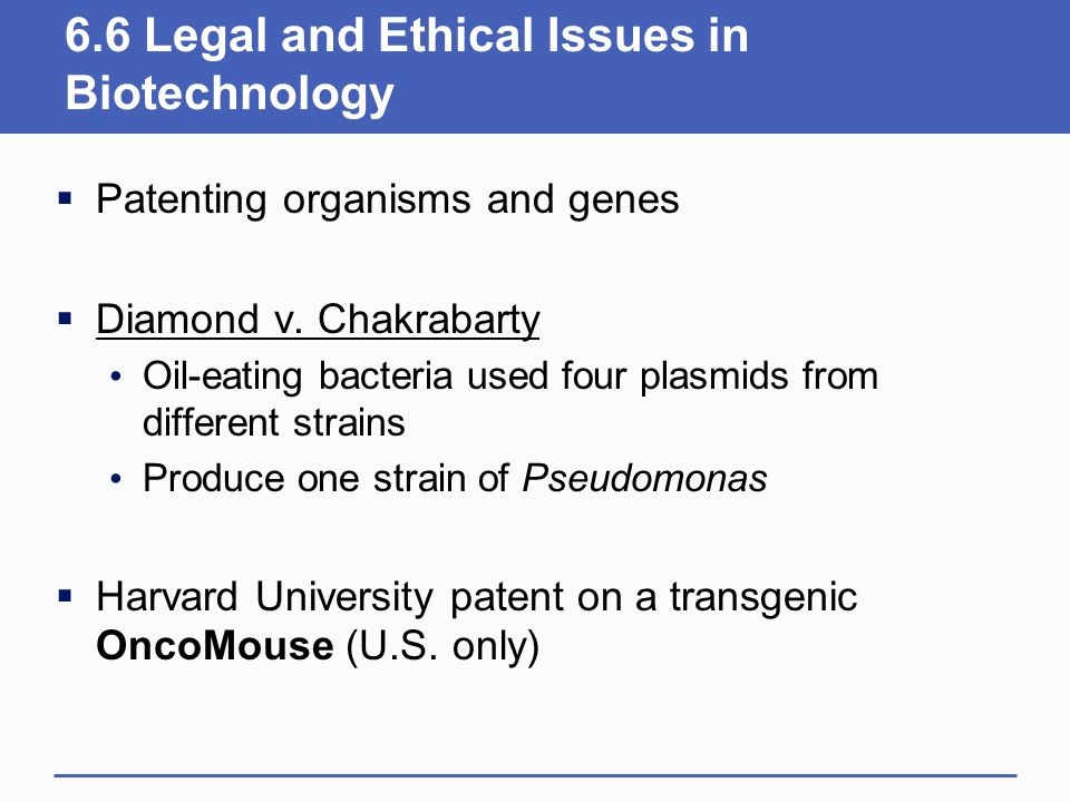 6.6 Legal and Ethical Issues in Biotechnology