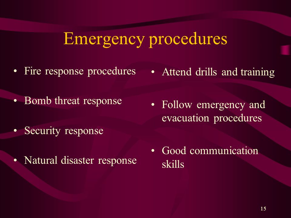 Emergency procedures Fire response procedures