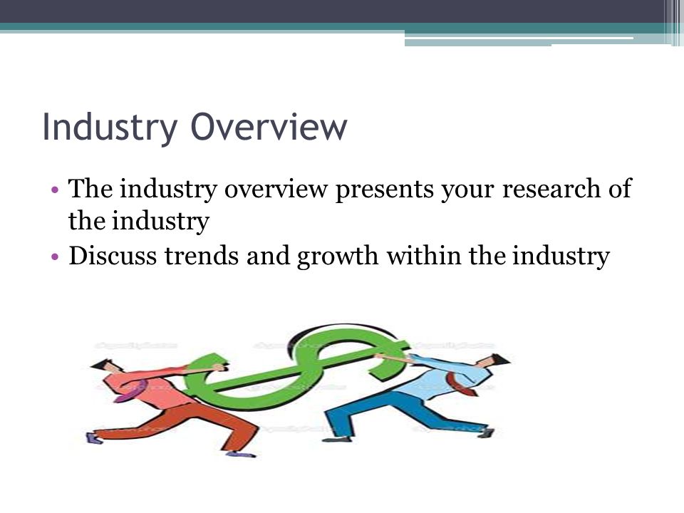 Industry Overview The industry overview presents your research of the industry.