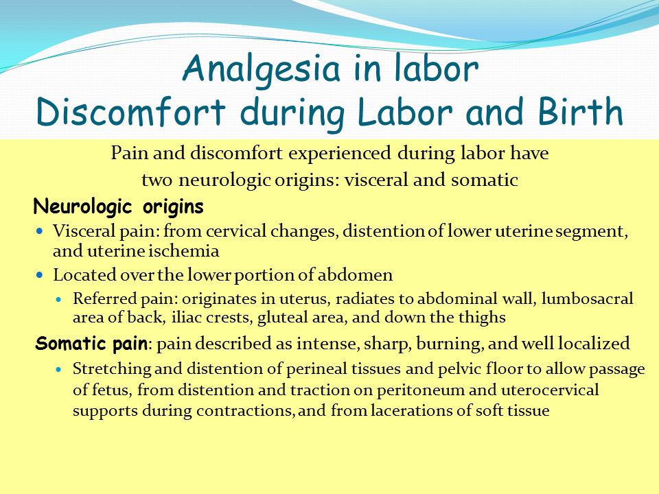 Analgesia in labor Discomfort during Labor and Birth