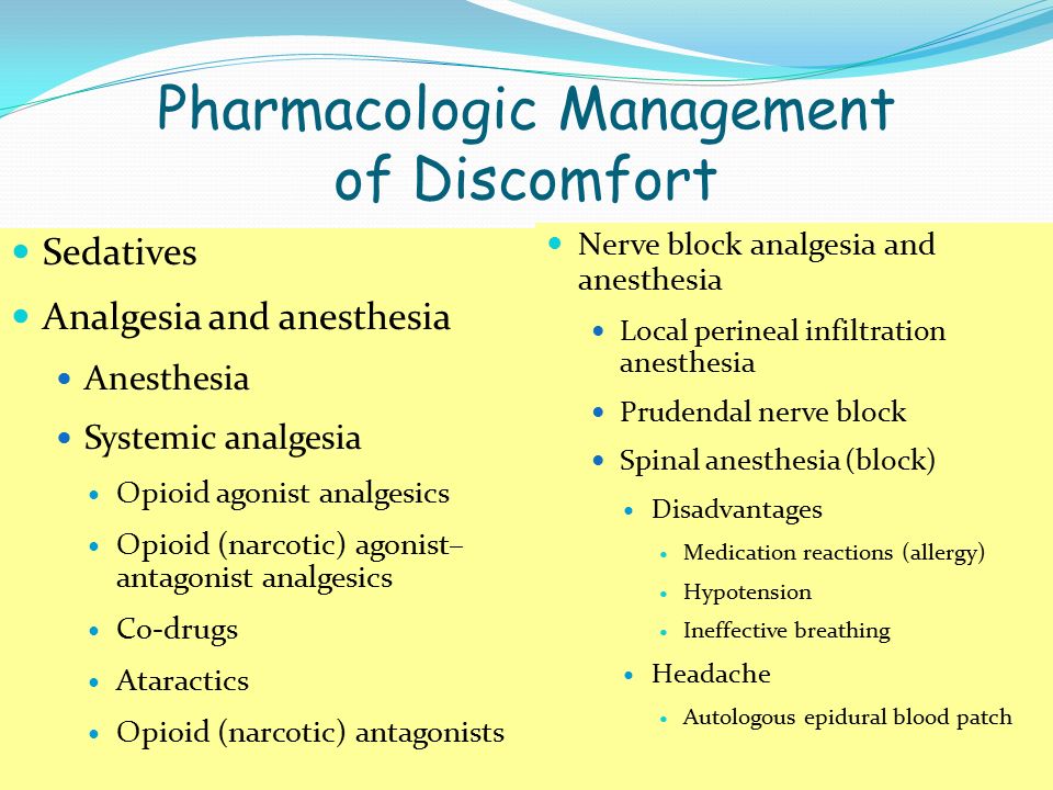 Pharmacologic Management of Discomfort