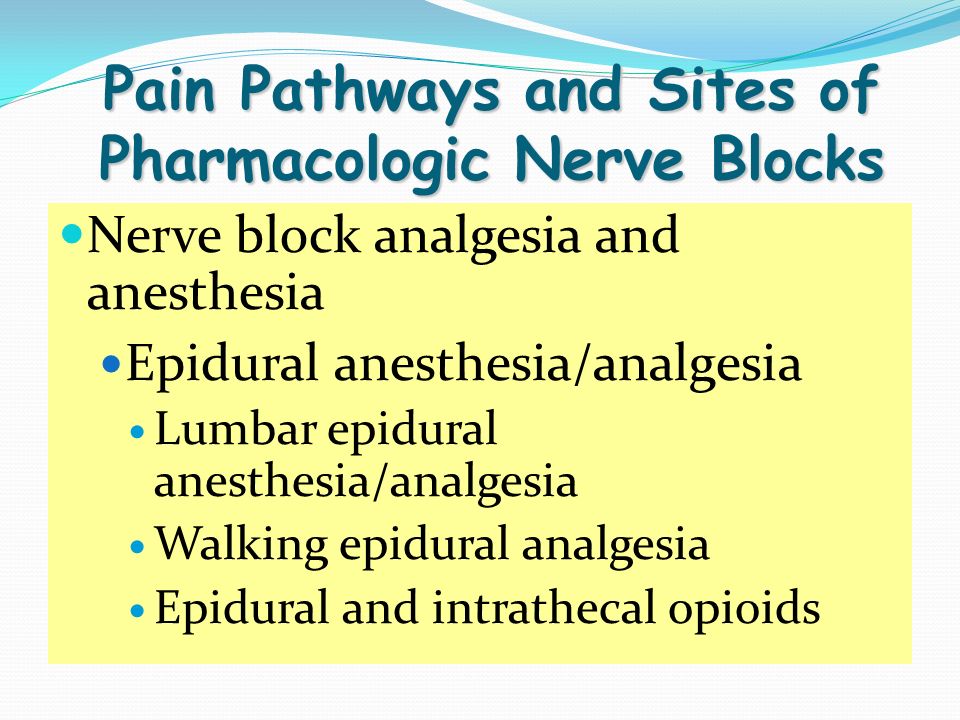 Pain Pathways and Sites of Pharmacologic Nerve Blocks