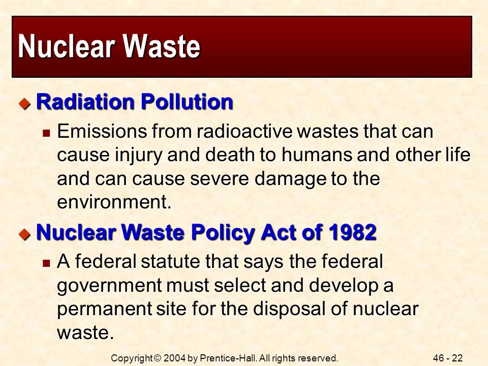 Nuclear Waste Radiation Pollution Nuclear Waste Policy Act of 1982