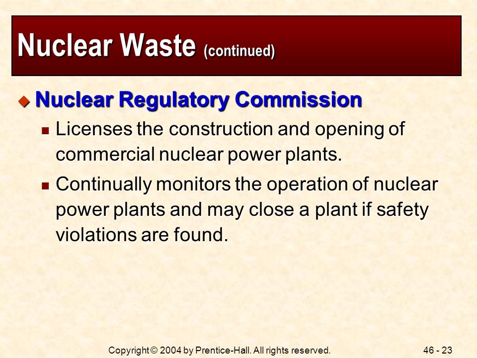 Nuclear Waste (continued)