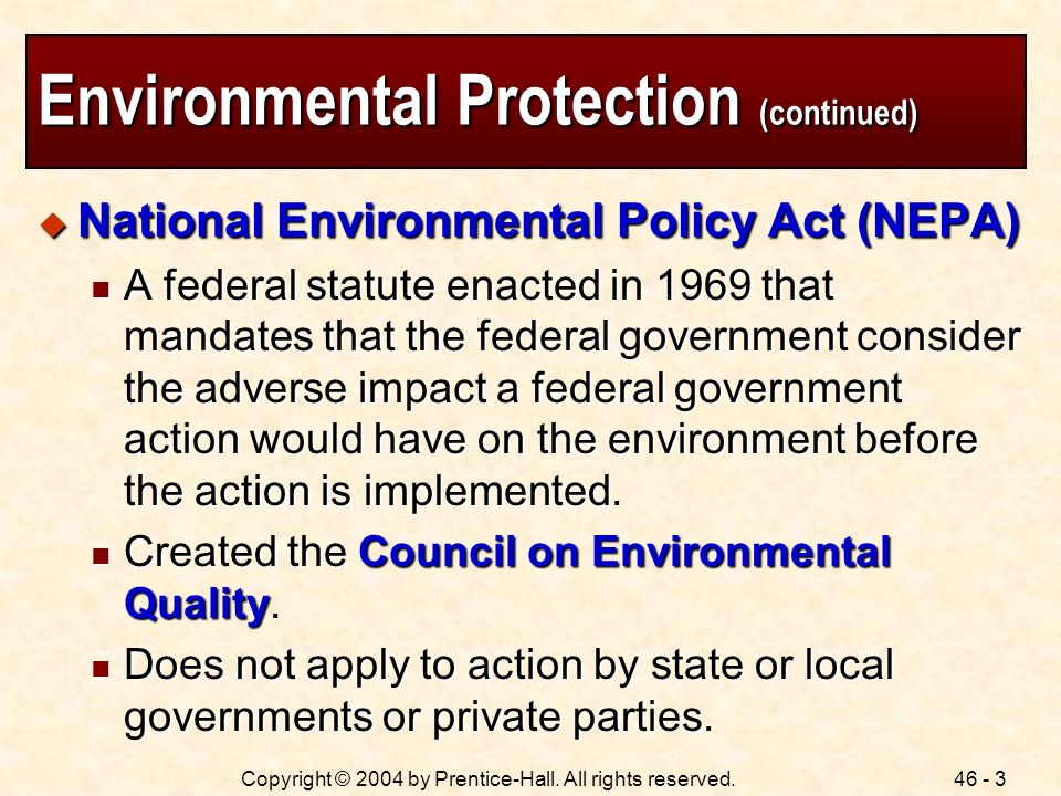 Environmental Protection (continued)