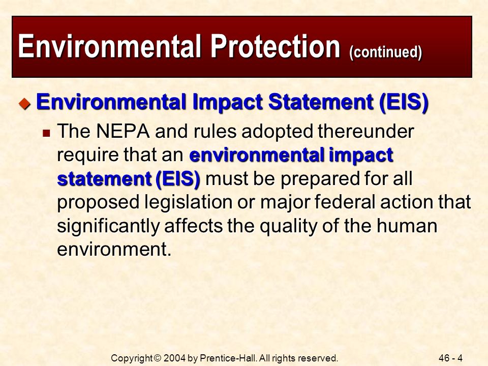 Environmental Protection (continued)