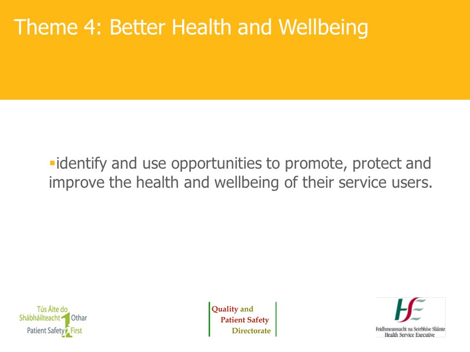 Theme 4: Better Health and Wellbeing