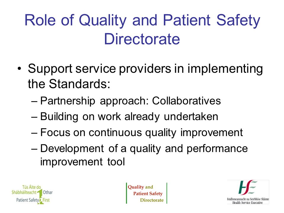 Role of Quality and Patient Safety Directorate
