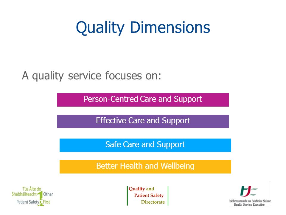 Quality Dimensions A quality service focuses on: