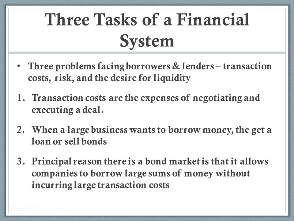 Three Tasks of a Financial System