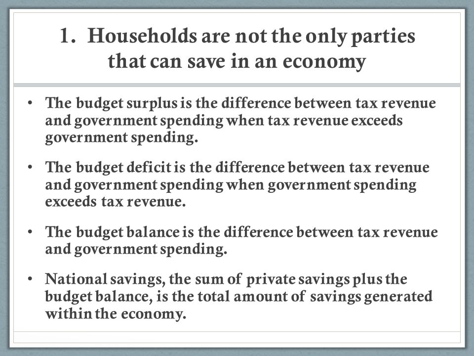 1. Households are not the only parties that can save in an economy