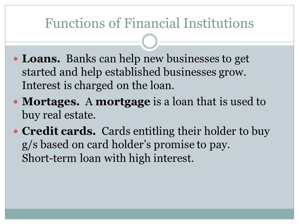 Functions of Financial Institutions