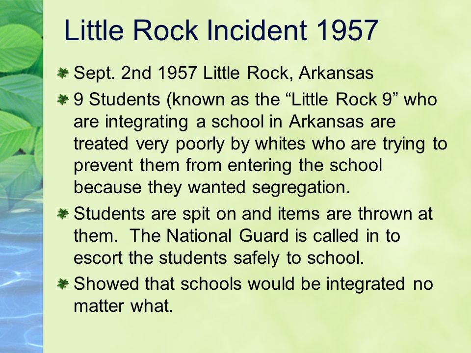 Little Rock Incident 1957 Sept. 2nd 1957 Little Rock, Arkansas