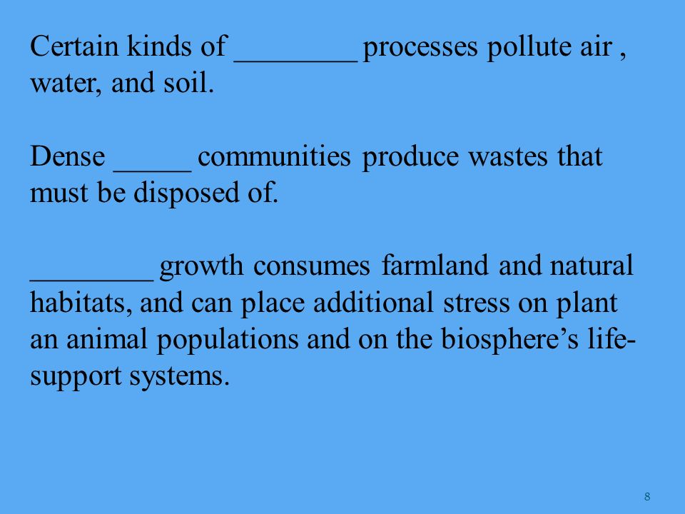 Certain kinds of ________ processes pollute air , water, and soil.