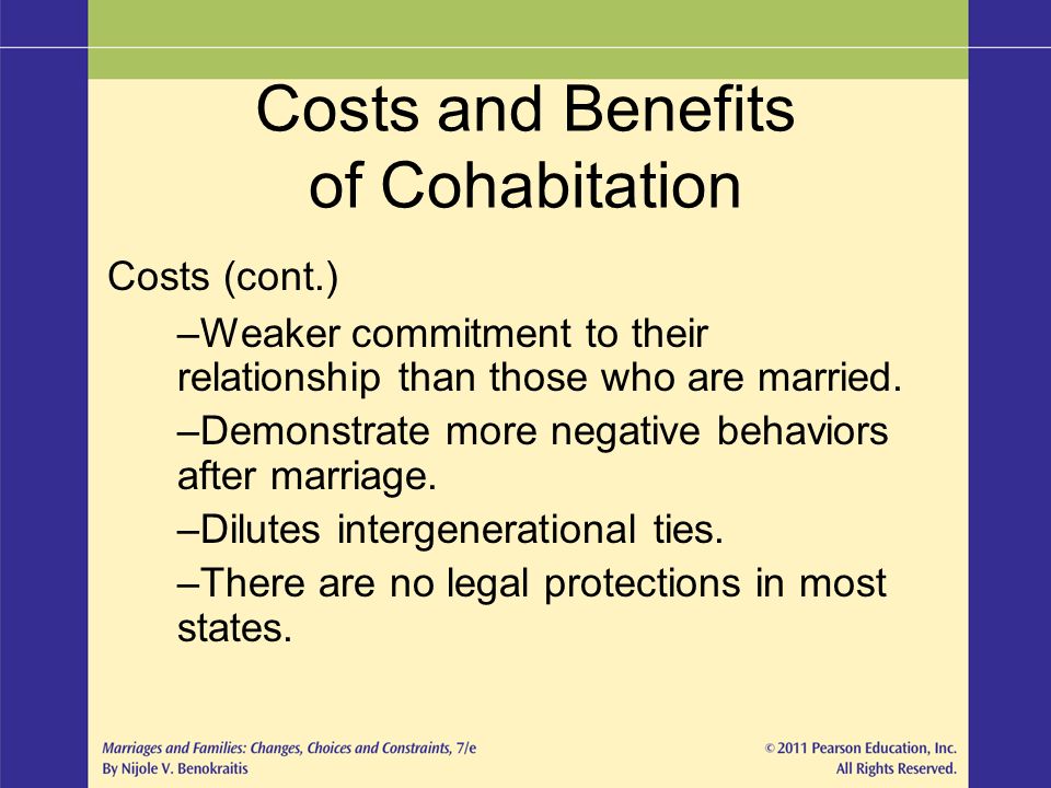 Costs and Benefits of Cohabitation