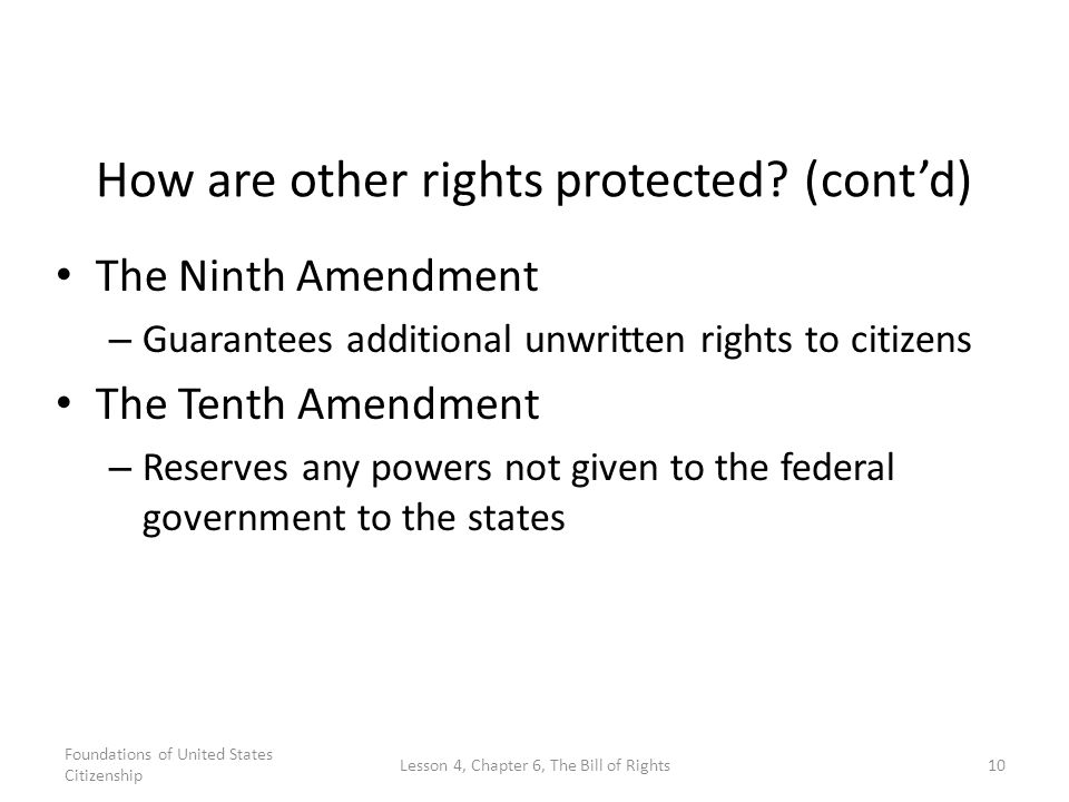 How are other rights protected (cont’d)