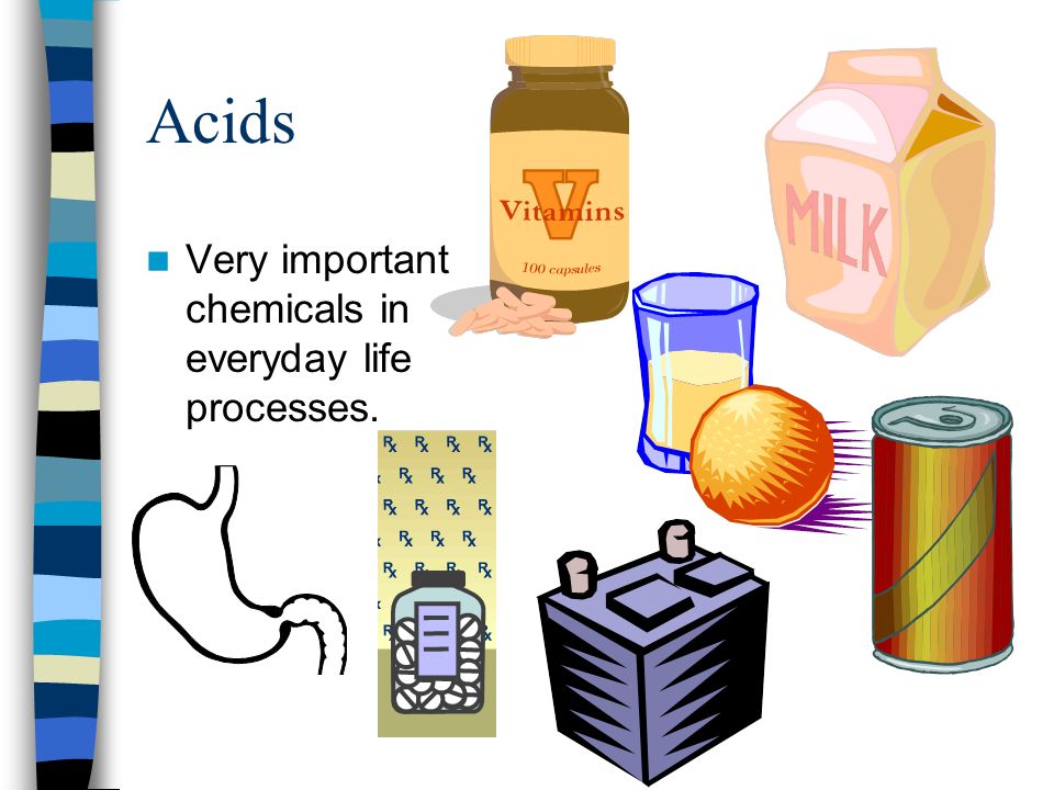 Acids Very important chemicals in everyday life processes.