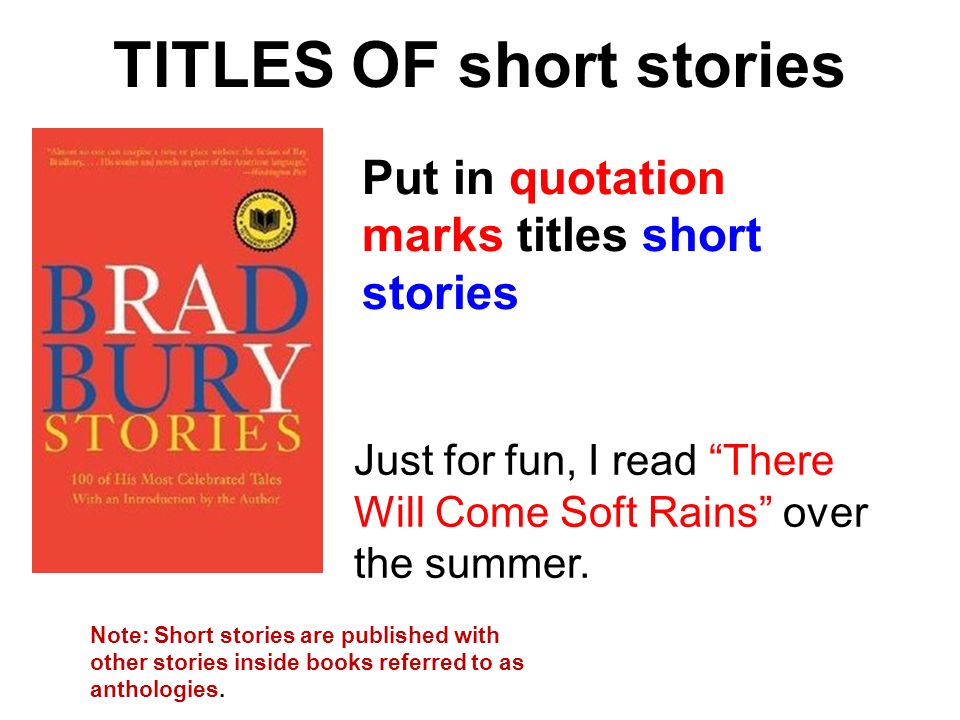 TITLES OF short stories