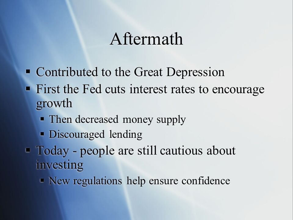 Aftermath Contributed to the Great Depression