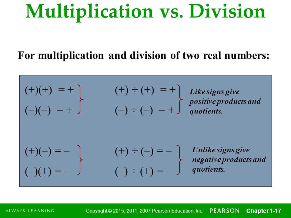 Multiplication vs. Division
