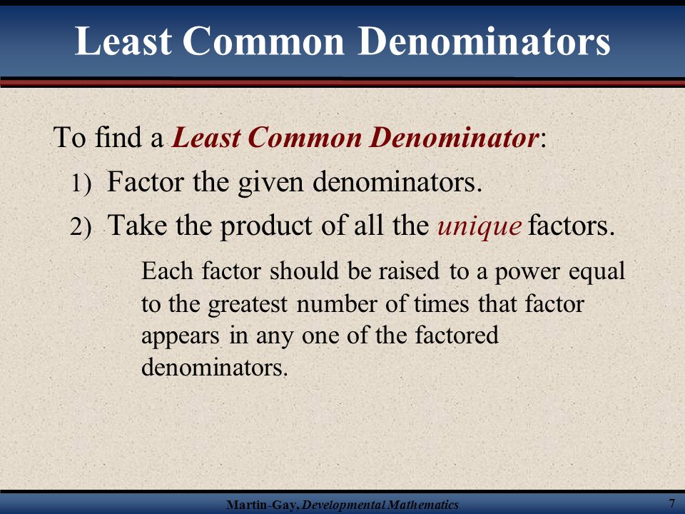 Least Common Denominators