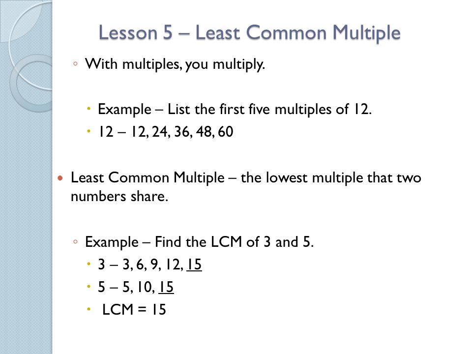 Lesson 5 – Least Common Multiple