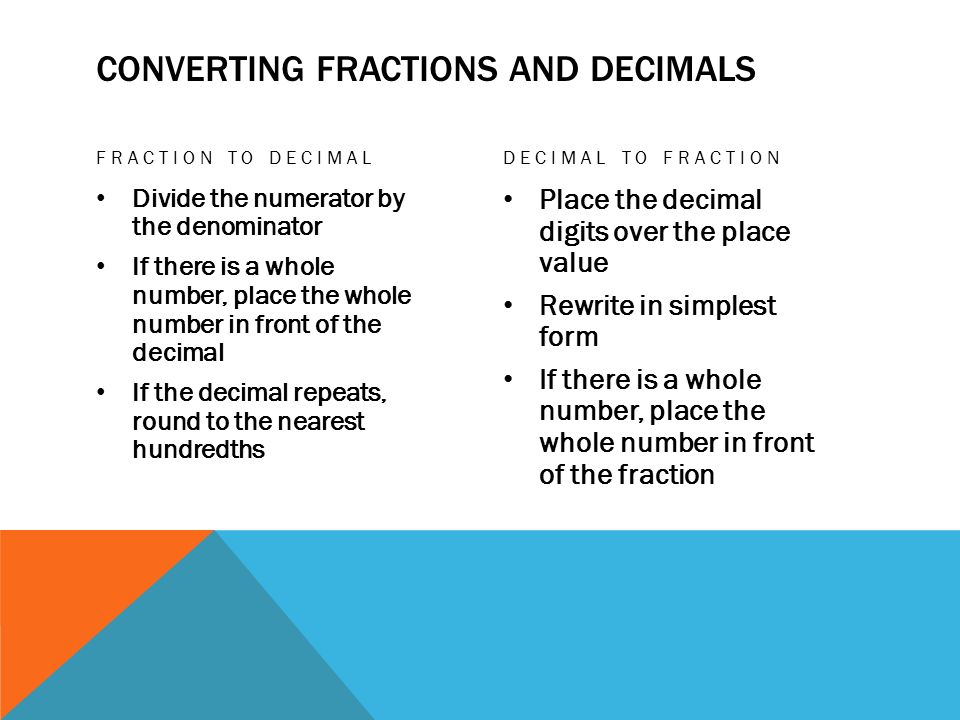 Converting Fractions and Decimals