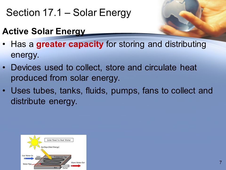 Section 17.1 – Solar Energy Active Solar Energy