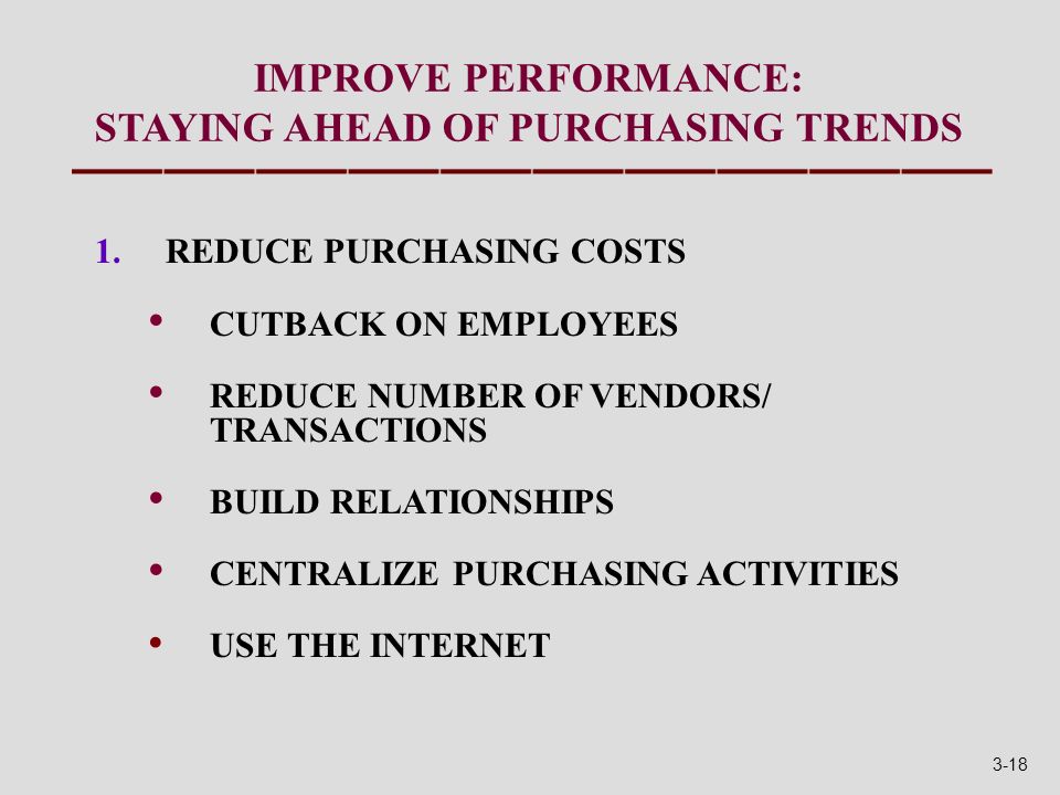IMPROVE PERFORMANCE: STAYING AHEAD OF PURCHASING TRENDS