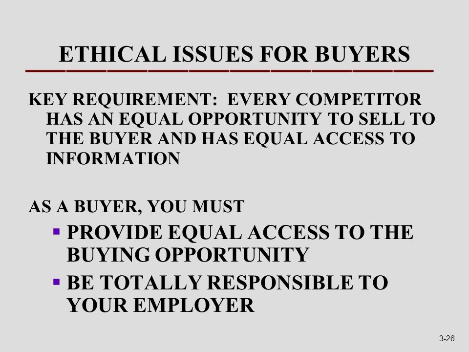 ETHICAL ISSUES FOR BUYERS