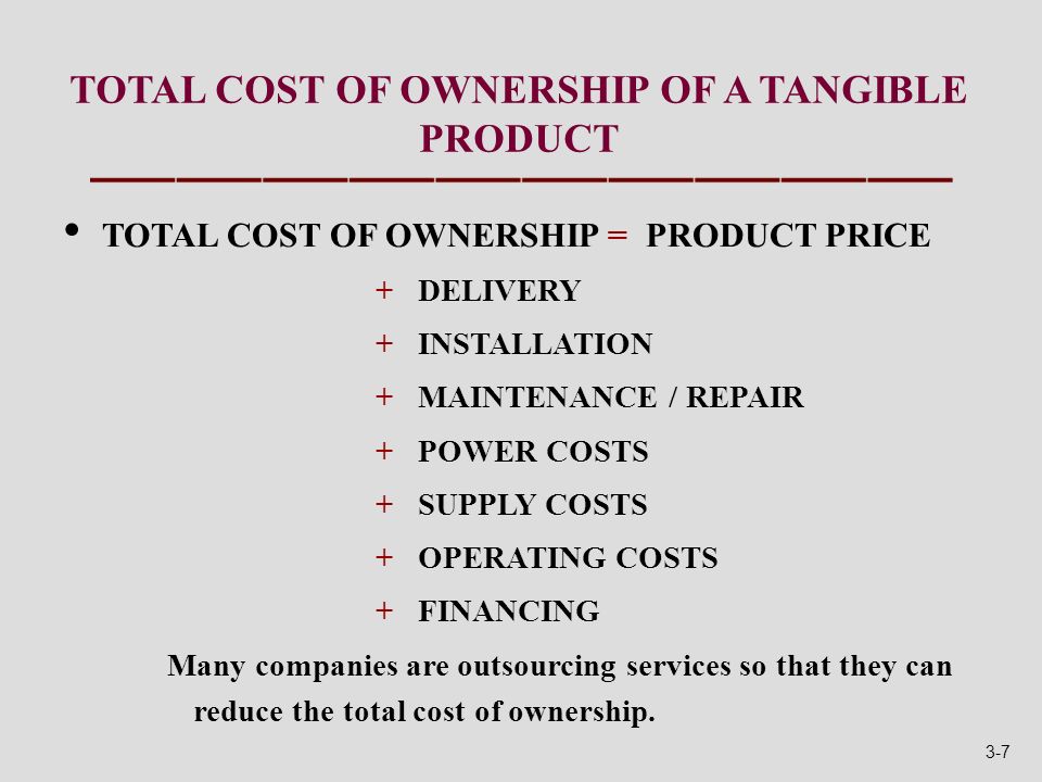 TOTAL COST OF OWNERSHIP OF A TANGIBLE PRODUCT
