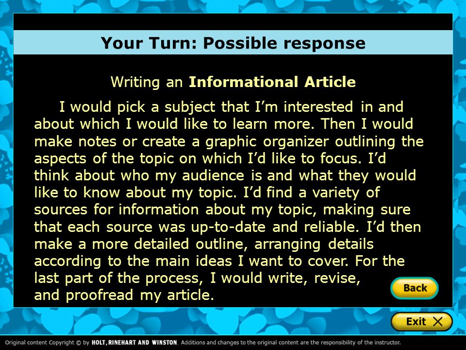 Your Turn: Possible response