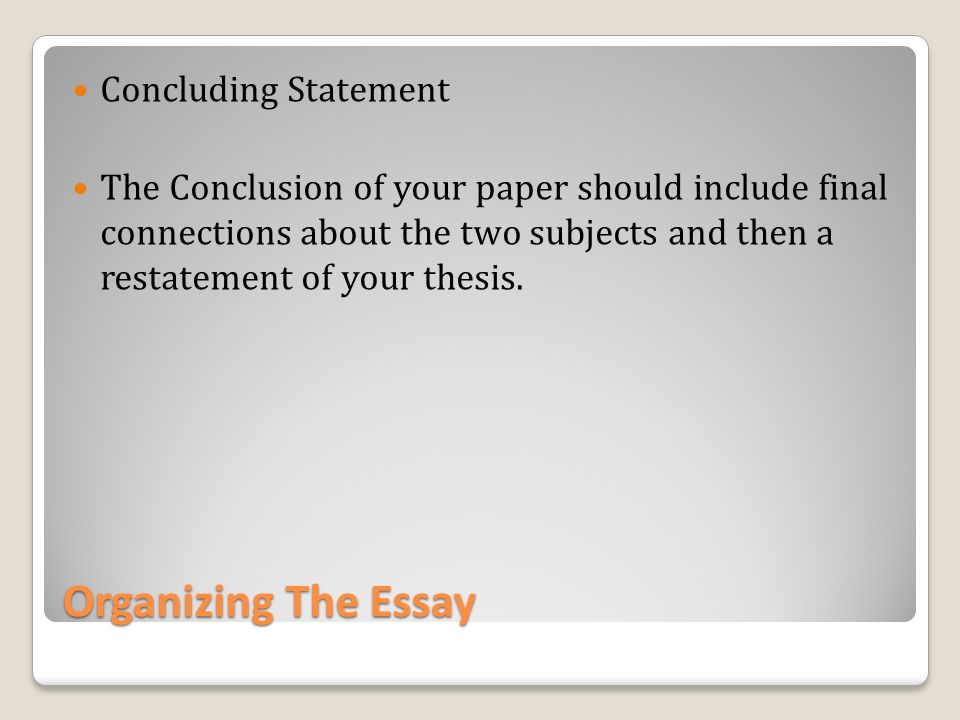Organizing The Essay Concluding Statement