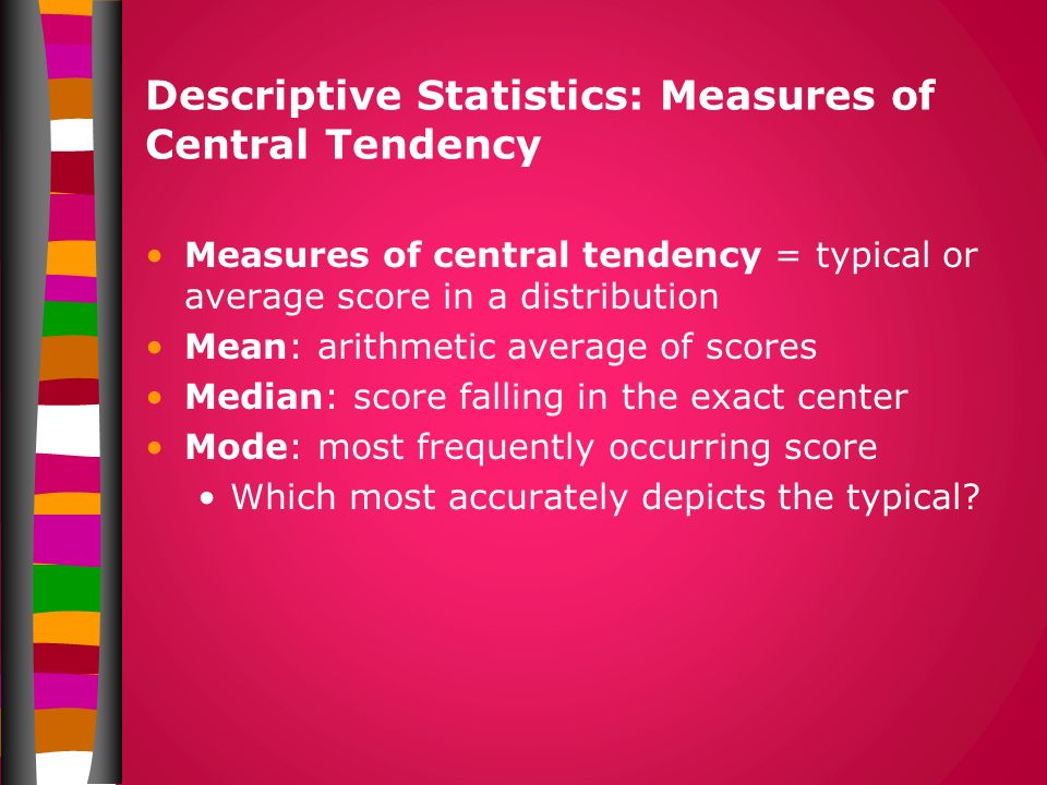 Descriptive Statistics: Measures of Central Tendency