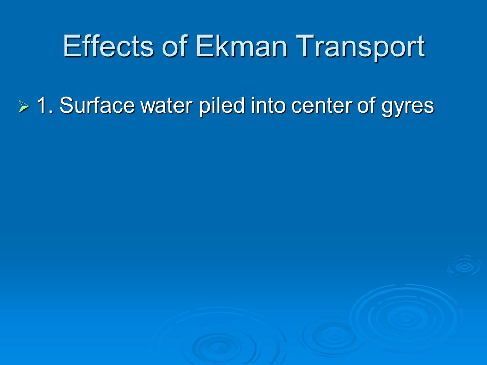 Effects of Ekman Transport