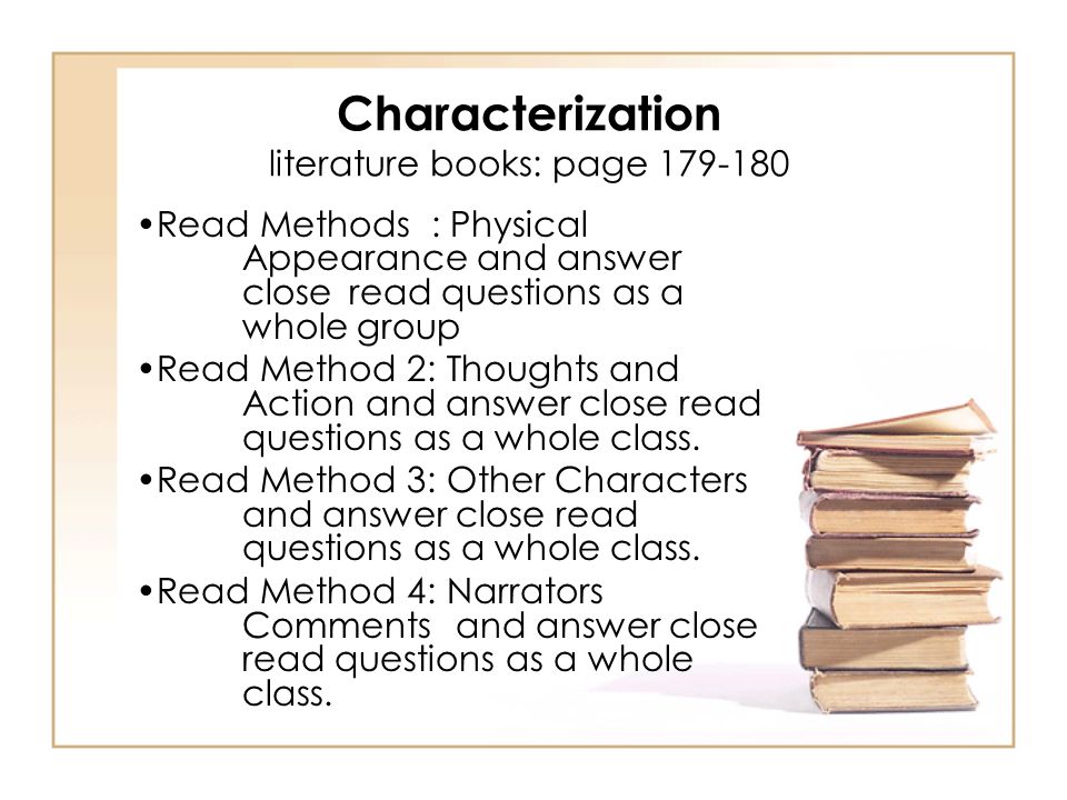 Characterization literature books: page