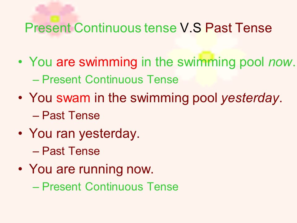 Present Continuous tense V.S Past Tense