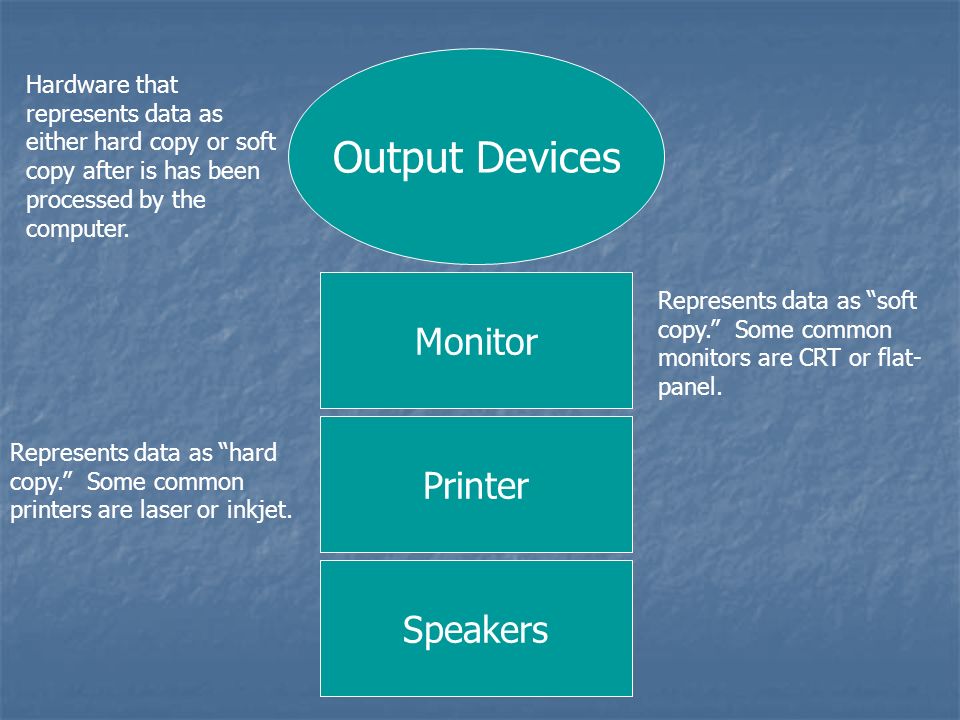 Output Devices Monitor Printer Speakers