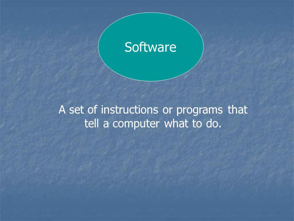A set of instructions or programs that tell a computer what to do.