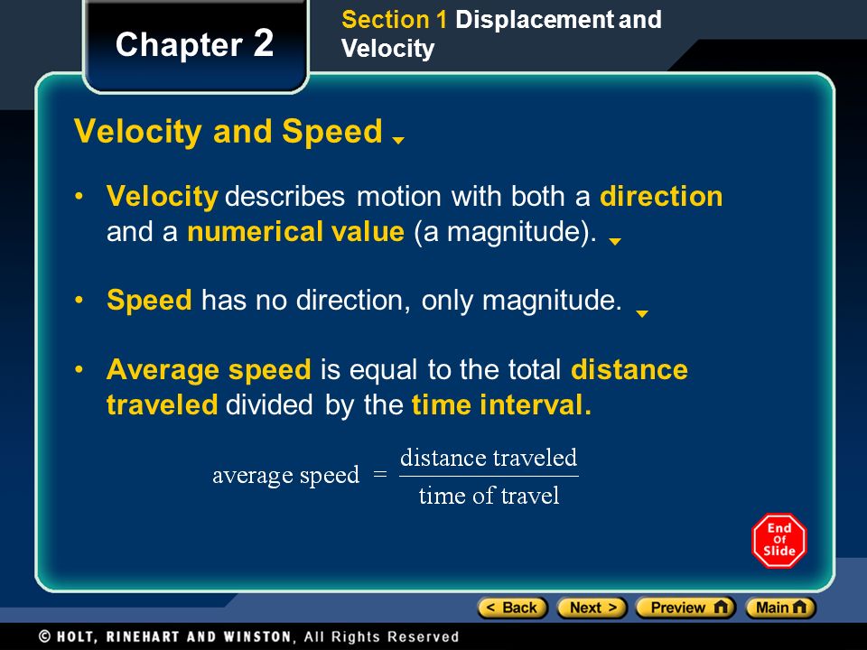 Chapter 2 Velocity and Speed