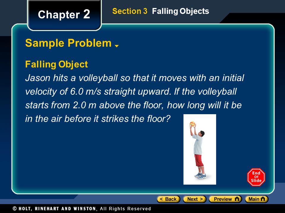 Chapter 2 Sample Problem Falling Object