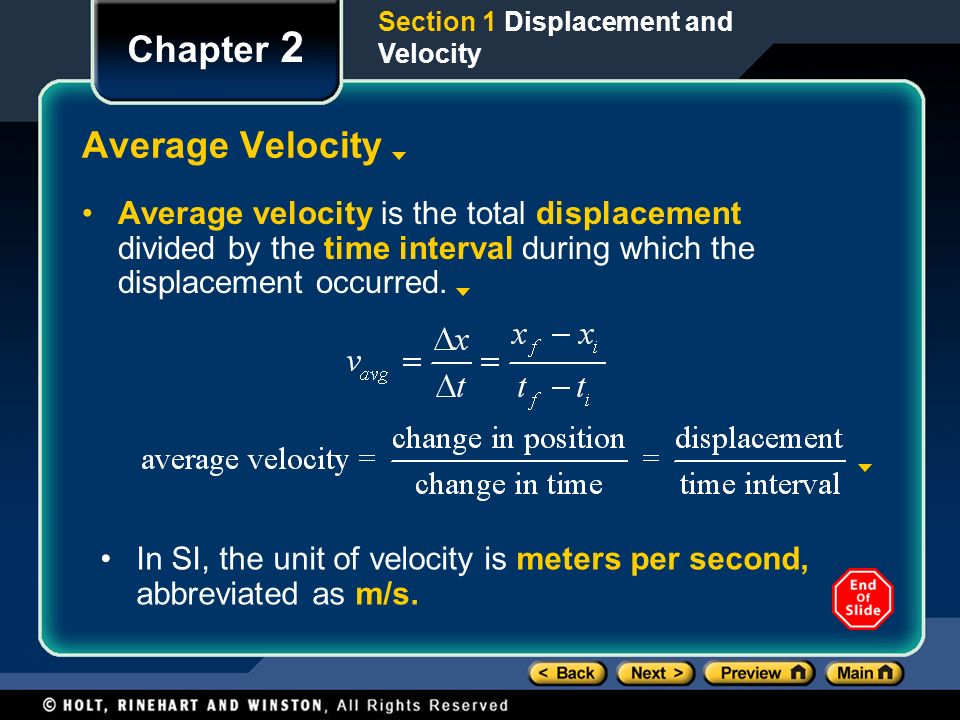 Chapter 2 Average Velocity